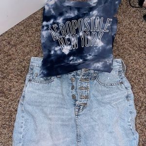 WHOLE OUTIFT!! Both from aeropostale. denim skirt and shirt. great condition.